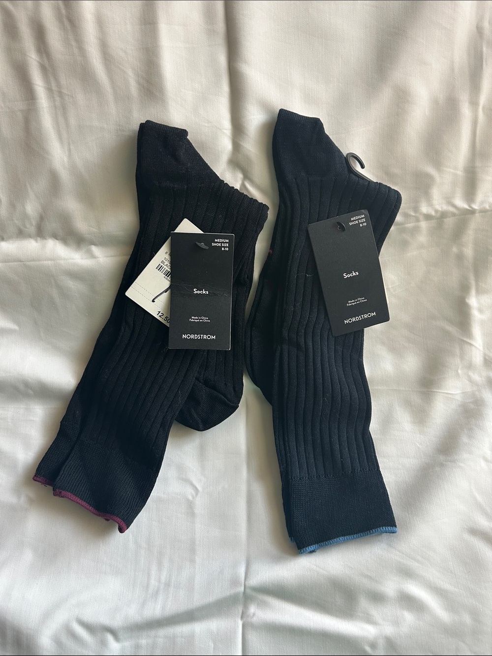 Nordstrom Men's Black Ribbed Dress Socks with Subtle Trim